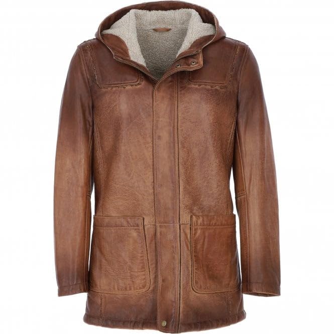 Men's Tan Duffle Leather Jacket