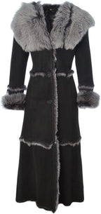 Timber&Hide Women’s Sheepskin Long Suede Trench Coat | long trench coat for women | shearling trenchcoat | trench coat women