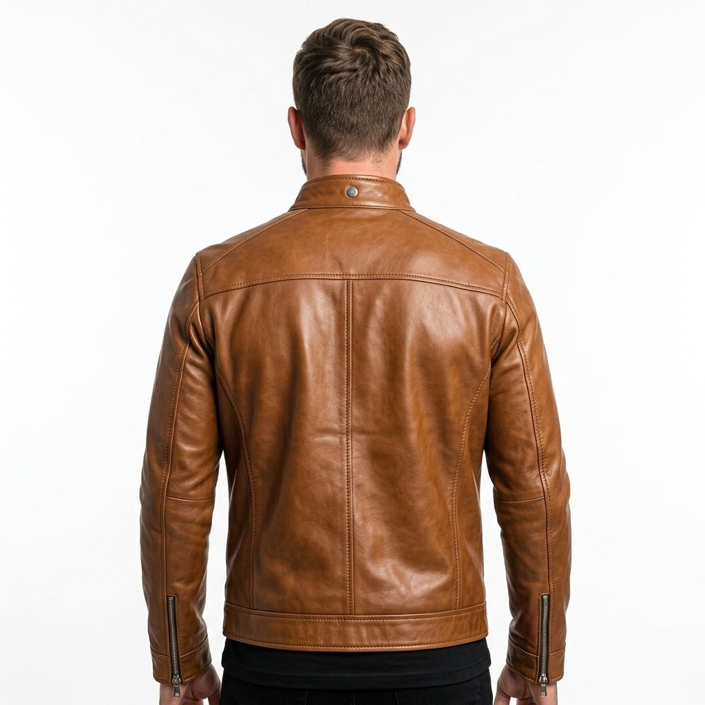 AleX Leather Brown Jacket - Men Leather Jacket Brown - Timber AND Hide