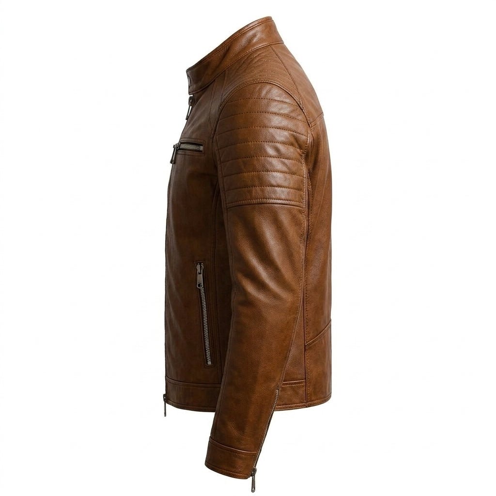 AleX Leather Brown Jacket - Men Leather Jacket Brown - Timber AND Hide