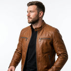 AleX Leather Brown Jacket - Men Leather Jacket Brown - Timber AND Hide