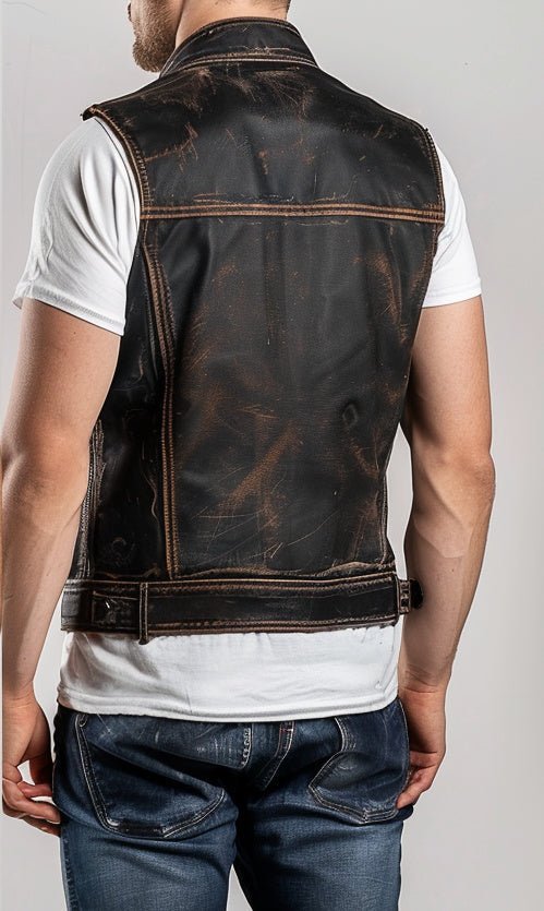 Antonio Men Distressed Leather Vest - Timber AND Hide