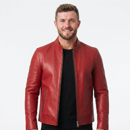 Arthur Red Leather Jacket - Leather Jacket for Men Red - Timber AND Hide