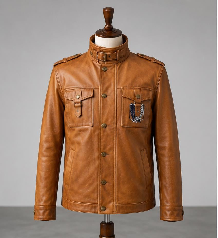 Attack on Titan Survey Corps Leather Jacket | Man's Military Scout Cosplay Coat - Timber AND Hide
