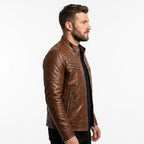 Austin Leather Brown Jacket - Men Leather Jacket Brown - Timber AND Hide