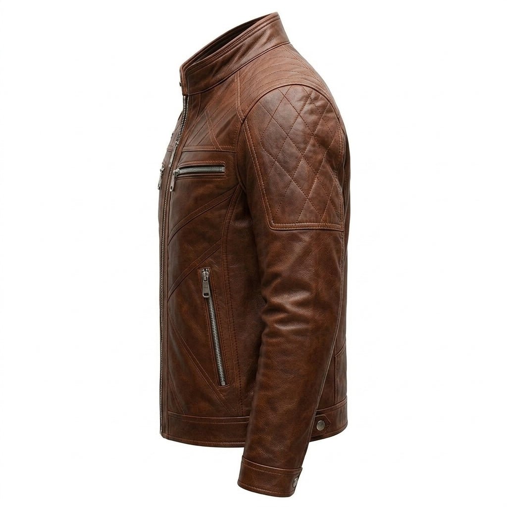 Austin Leather Brown Jacket - Men Leather Jacket Brown - Timber AND Hide