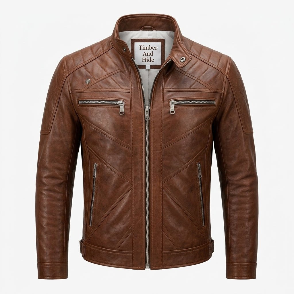 Austin Leather Brown Jacket - Men Leather Jacket Brown - Timber AND Hide