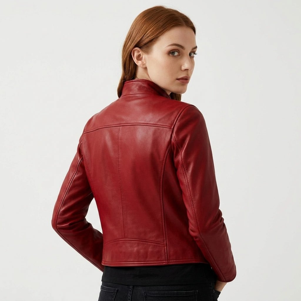 Ava Leather Red Jacket - Women's Leather Jacket Red - Timber AND Hide