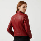 Ava Leather Red Jacket - Women's Leather Jacket Red - Timber AND Hide