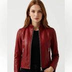 Ava Leather Red Jacket - Women's Leather Jacket Red - Timber AND Hide