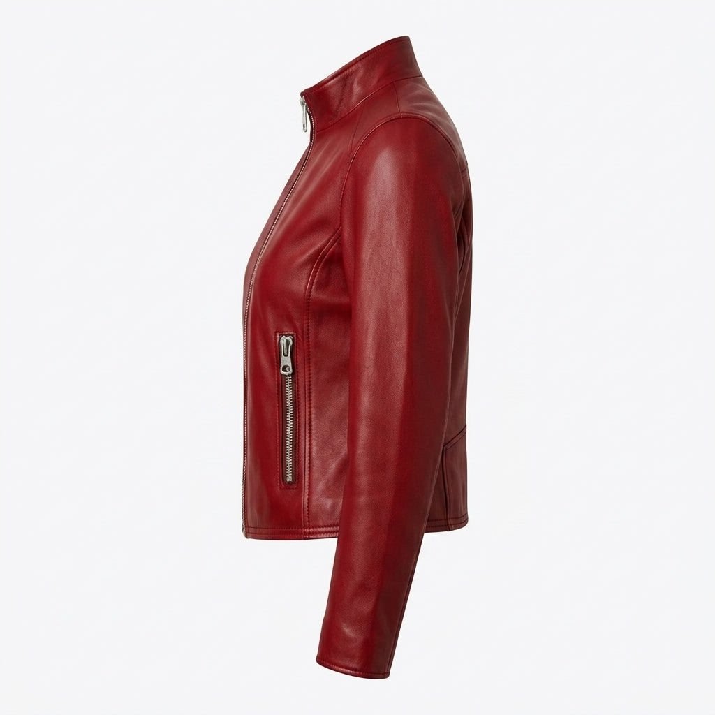 Ava Leather Red Jacket - Women's Leather Jacket Red - Timber AND Hide