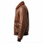 Aviator 90's Distressed Men Bomber Vintage Leather Jacket - Distressed Brown Bomber Jacket - Timber AND Hide
