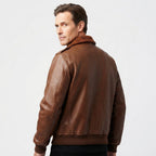 Aviator 90's Distressed Men Bomber Vintage Leather Jacket - Distressed Brown Bomber Jacket - Timber AND Hide