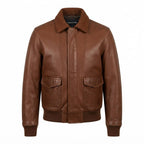 Aviator 90's Distressed Men Bomber Vintage Leather Jacket - Distressed Brown Bomber Jacket - Timber AND Hide