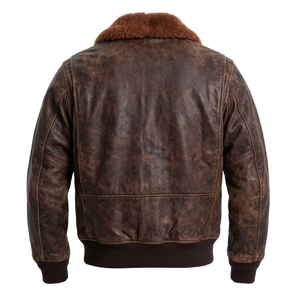 Aviator G1 Distressed Men’s Bomber Leather Jacket – Brown - Timber AND Hide