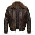 Aviator G1 Distressed Men’s Bomber Leather Jacket – Brown - Timber AND Hide