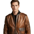 Aviator G1 Distressed Men’s Bomber Vintage Leather Jacket – Distressed Brown - Timber AND Hide