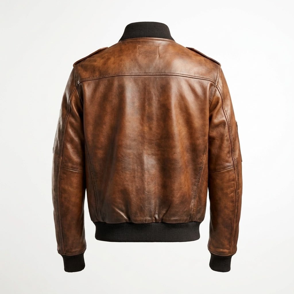 Aviator G1 Distressed Men’s Bomber Vintage Leather Jacket – Distressed Brown - Timber AND Hide