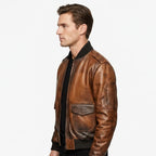 Aviator G1 Distressed Men’s Bomber Vintage Leather Jacket – Distressed Brown - Timber AND Hide
