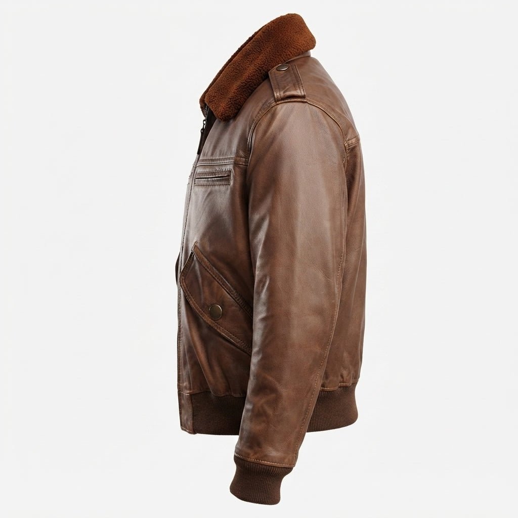 Aviator Men Flight Bomber Leather Jacket - Timber AND Hide