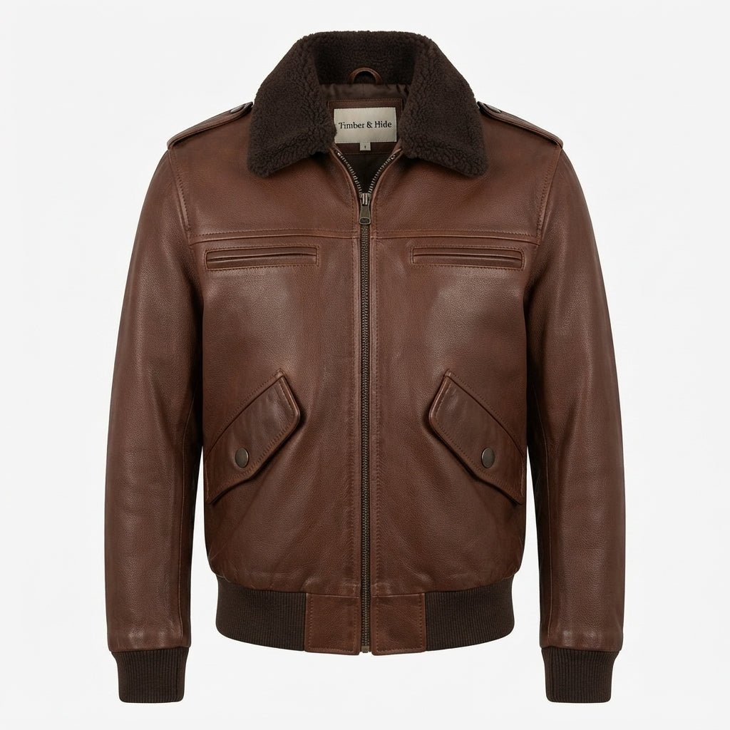Aviator Men Flight Bomber Leather Jacket - Timber AND Hide