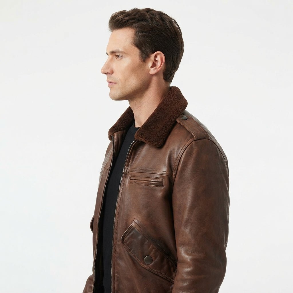 Aviator Men Flight Bomber Leather Jacket - Timber AND Hide