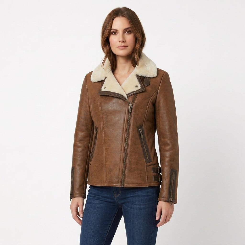 Timber Hide Side Zip Biker Sheepskin Pilot Jacket