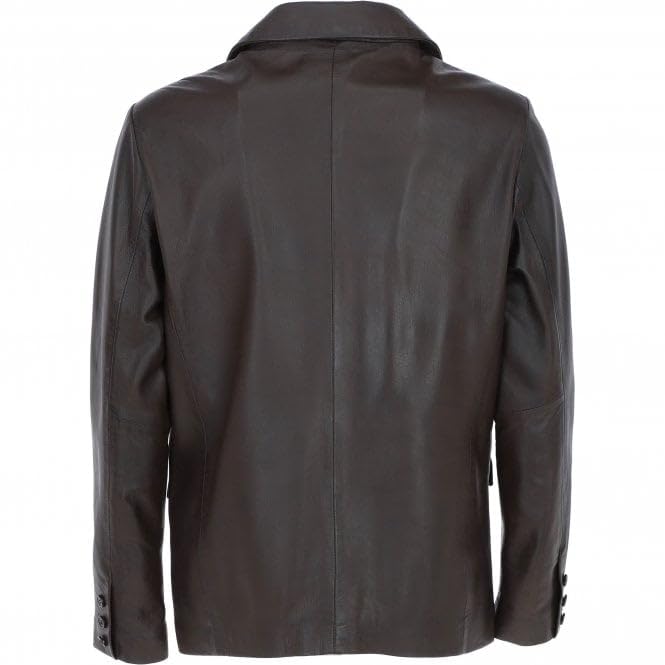 Men's Leather Blazer Notch Collar