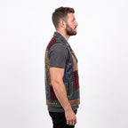 Timber&Hide Men's Patch Leather Vest | Printed Leather Jacket | Handmade Patchwork Leather Vest | Studded Biker Vest