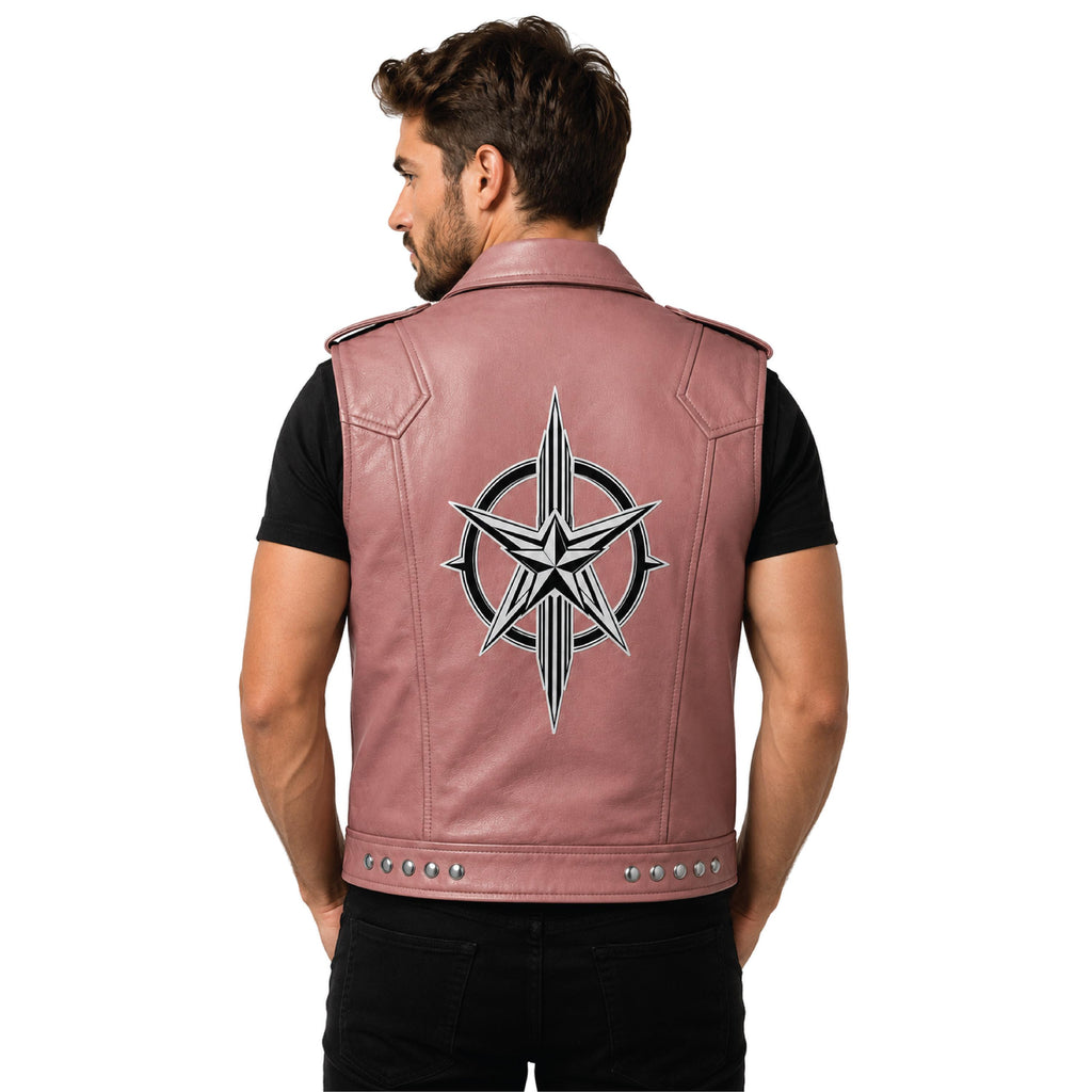 Handmade Cowhide Leather Vest | Classic Biker Vest | Gothic Rocker Sleeveless Jacket