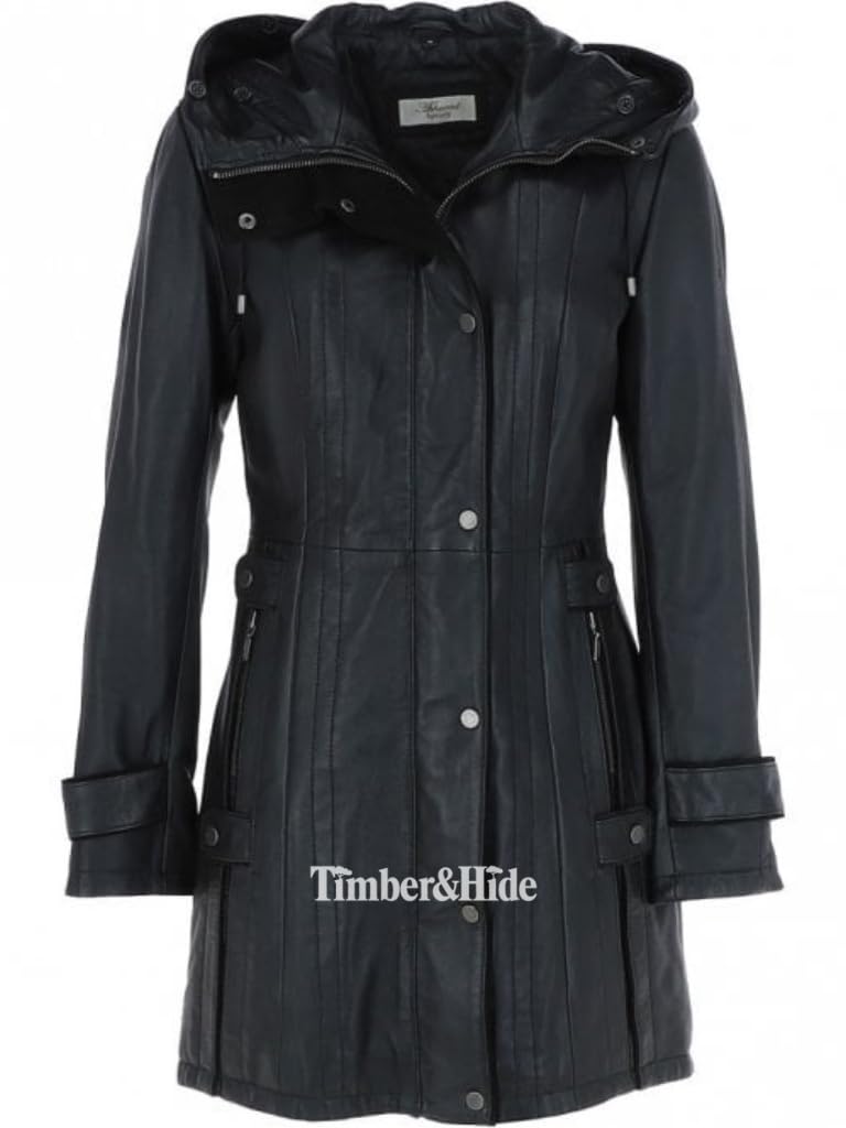 Hooded Leather Coat For Women