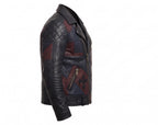 Timber&Hide Men’s Black Leather Biker style Moto jacket with Cross Design Gothic Punk Motorcycle Style