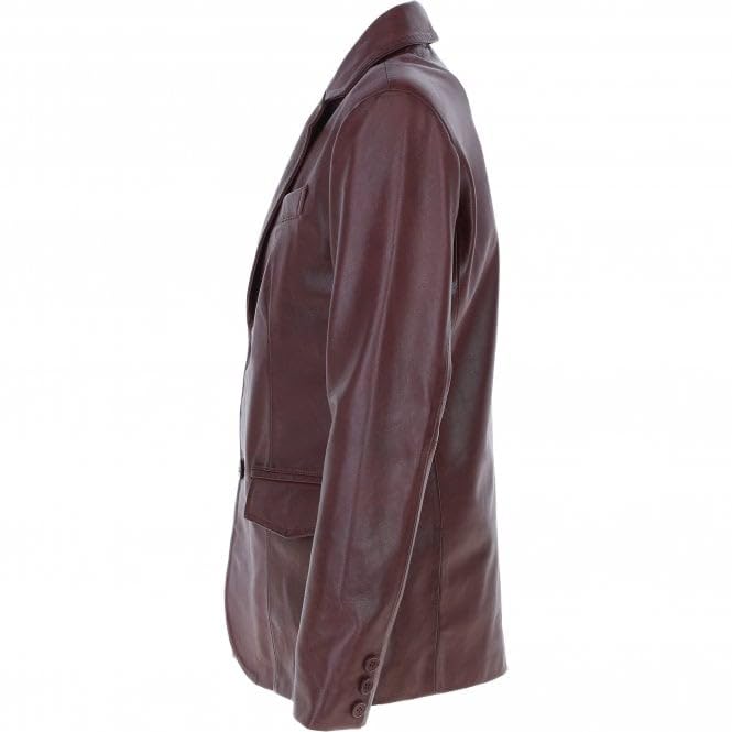 Men's Classic Burgundy Leather Blazer: AWL-2244