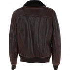 Premium Leather Aviator Jacket with Detachable Collar Black/Cream