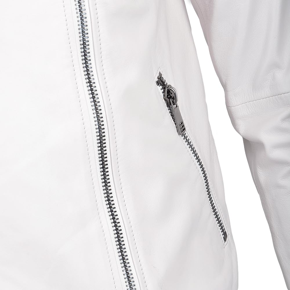 Ivory Vegetable Tanned Biker Jacket White
