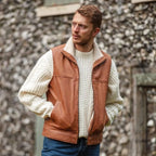 Men's Leather Waistcoat Brown: ALPHA