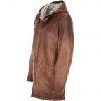 Men's Tan Duffle Leather Jacket
