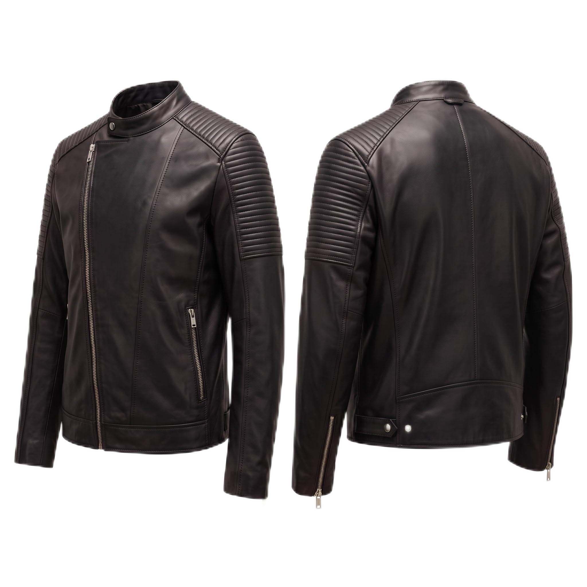 Timber&Hide Classic men’s leather biker jacket | slim fit | minimalist moto rider Jacket