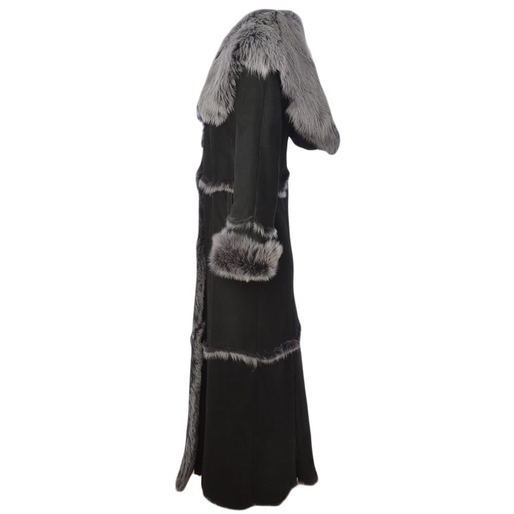 Timber&Hide Women’s Black Sheepskin Long Suede Trench Coat