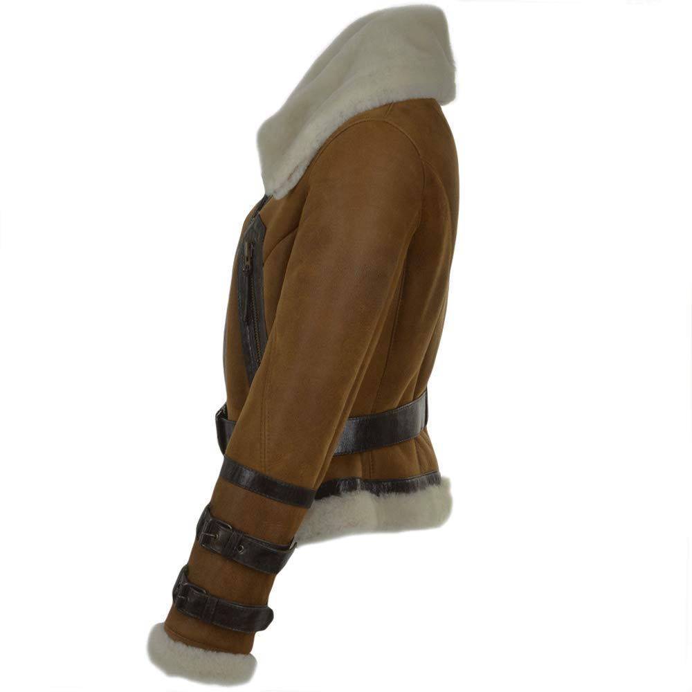 Timber&Hide Fitted Sheepskin Aviator Flying Jacket Tan