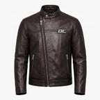 Biker Club V-Twin Engine Leather Jacket - Winged Motor Graphic Cafe Racer - Timber AND Hide