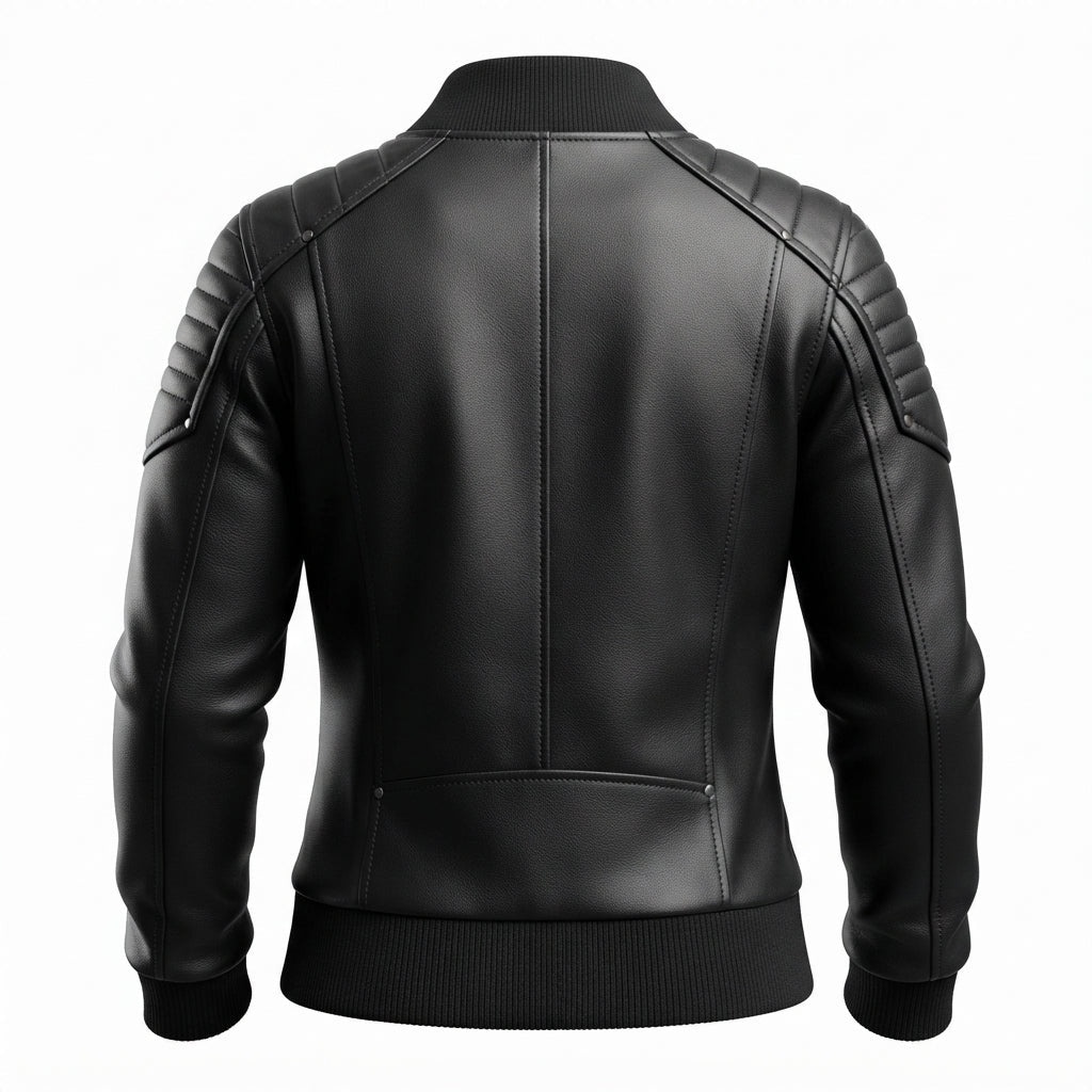 Black Leather Jacket Bomber Style - Timber AND Hide