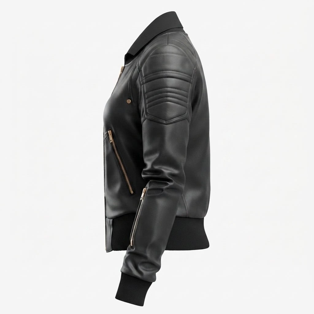 Black Leather Jacket Bomber Style - Timber AND Hide