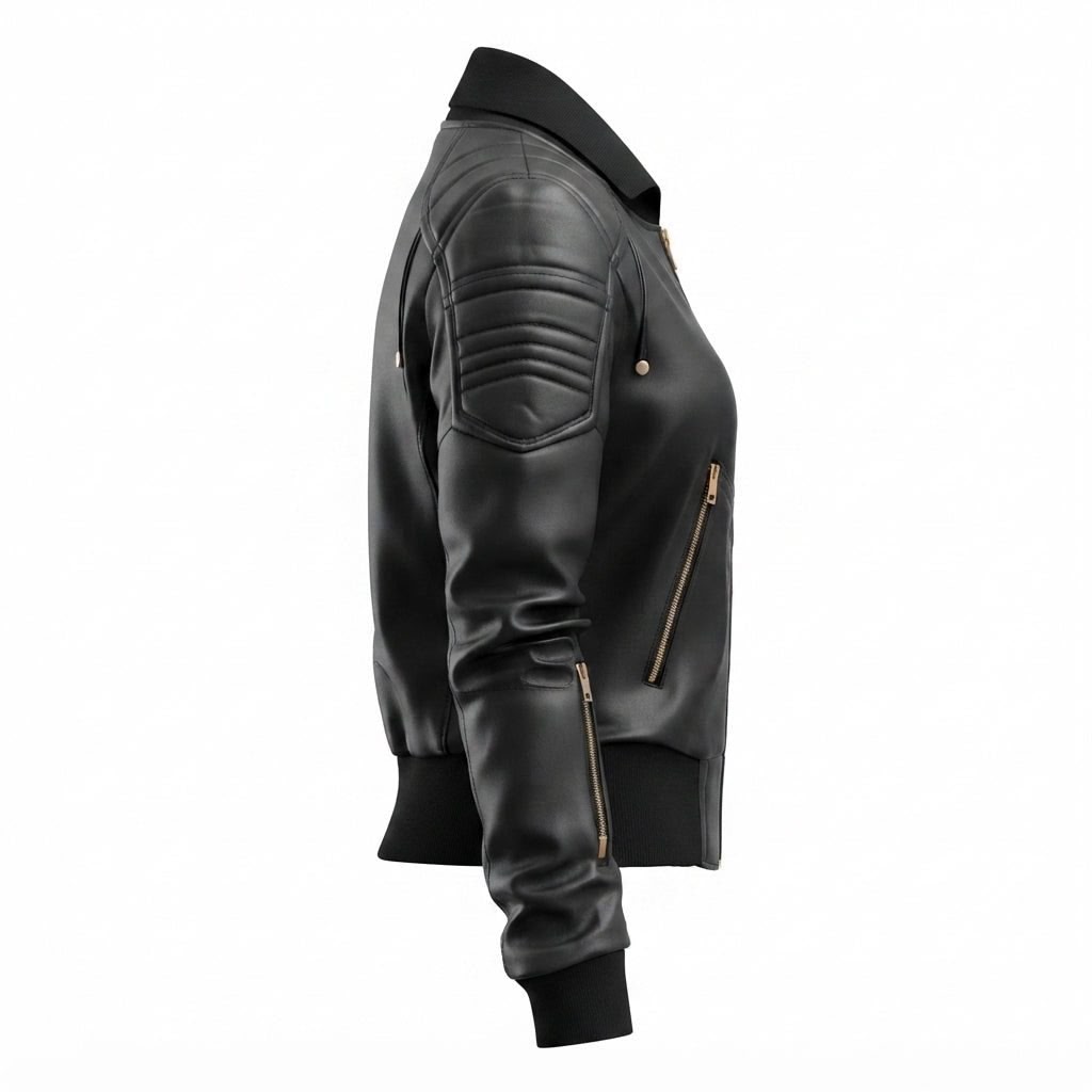 Black Leather Jacket Bomber Style - Timber AND Hide