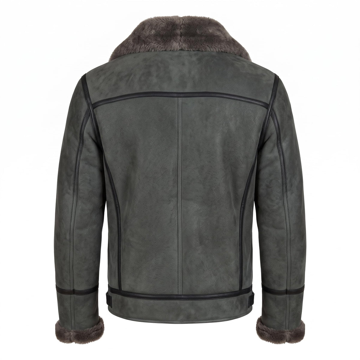 Black Suede Lamb Shearling Biker Jacket with Buckle Collar – Premium Suede Shearling Jacket - Timber AND Hide