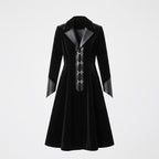Black Velvet Victorian Coat | Genuine Leather Trim, Medieval Fantasy Jacket - Timber AND Hide
