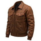 Bobby Leather Brown Jacket - Men Leather Jacket Brown - Timber AND Hide