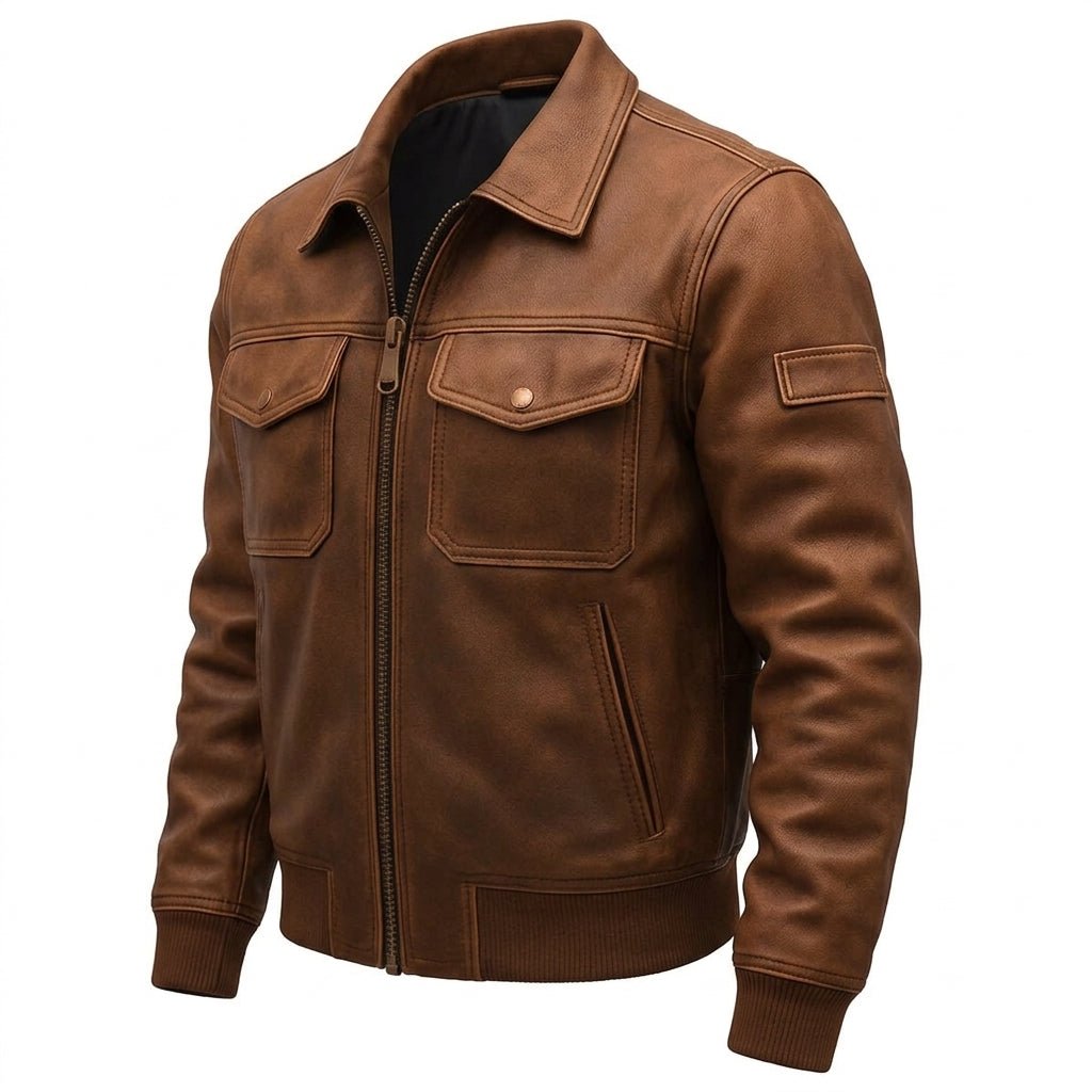 Bobby Leather Brown Jacket - Men Leather Jacket Brown - Timber AND Hide