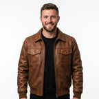 Bobby Leather Brown Jacket - Men Leather Jacket Brown - Timber AND Hide