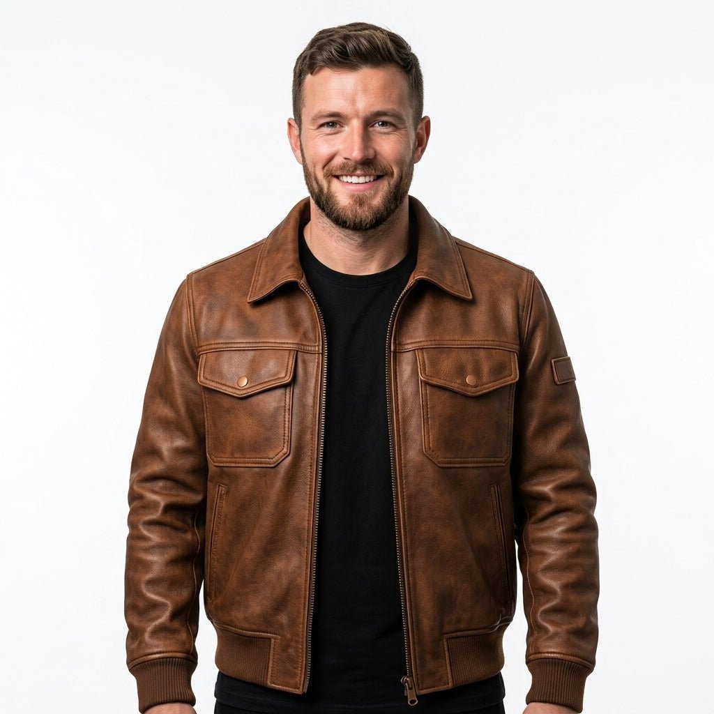 Bobby Leather Brown Jacket - Men Leather Jacket Brown - Timber AND Hide